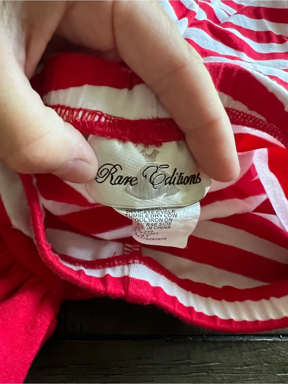 Rare Editions Red & White Striped Santa Pajama Set with Green Accents